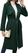 Płaszcze damskie - Długi Płaszcz Damski Zamszowy Jesienny Wiosenny Z Paskiem I Kieszeniami XXL - miniaturka - grafika 1