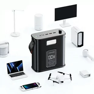 USAMS Powerbank 80000mAh 130W 2C+3A QC3.0+PD Fast Charge czarny/black STXLOGTC01 (US-CD196) + kabel USB-C-USB-C 100W 2m - Powerbanki - miniaturka - grafika 5