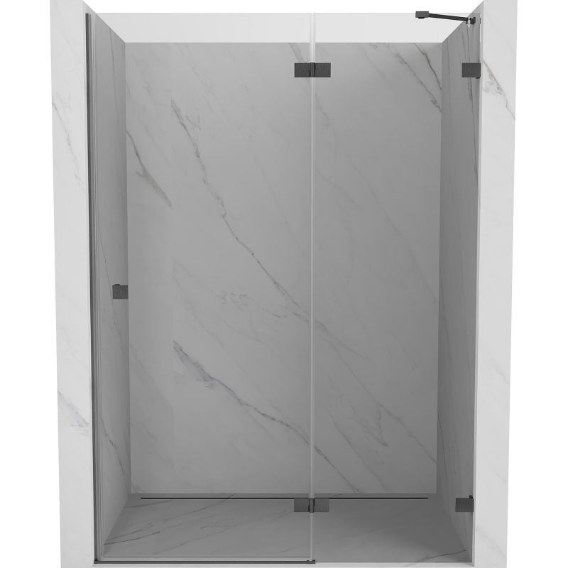 Mexen Lunar drzwi prysznicowe uchylne prawe 140 cm, transparent, gun gray szczotkowany - 834-140-000-66-00-P