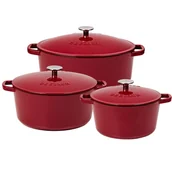Zestawy garnków i patelni - Gerlach NATUR IRON zestaw bordowy 3el.: Brytfanna żeliwna 5,5l + Garnek żeliwny 3l + Garnek żeliwny 5l - miniaturka - grafika 1