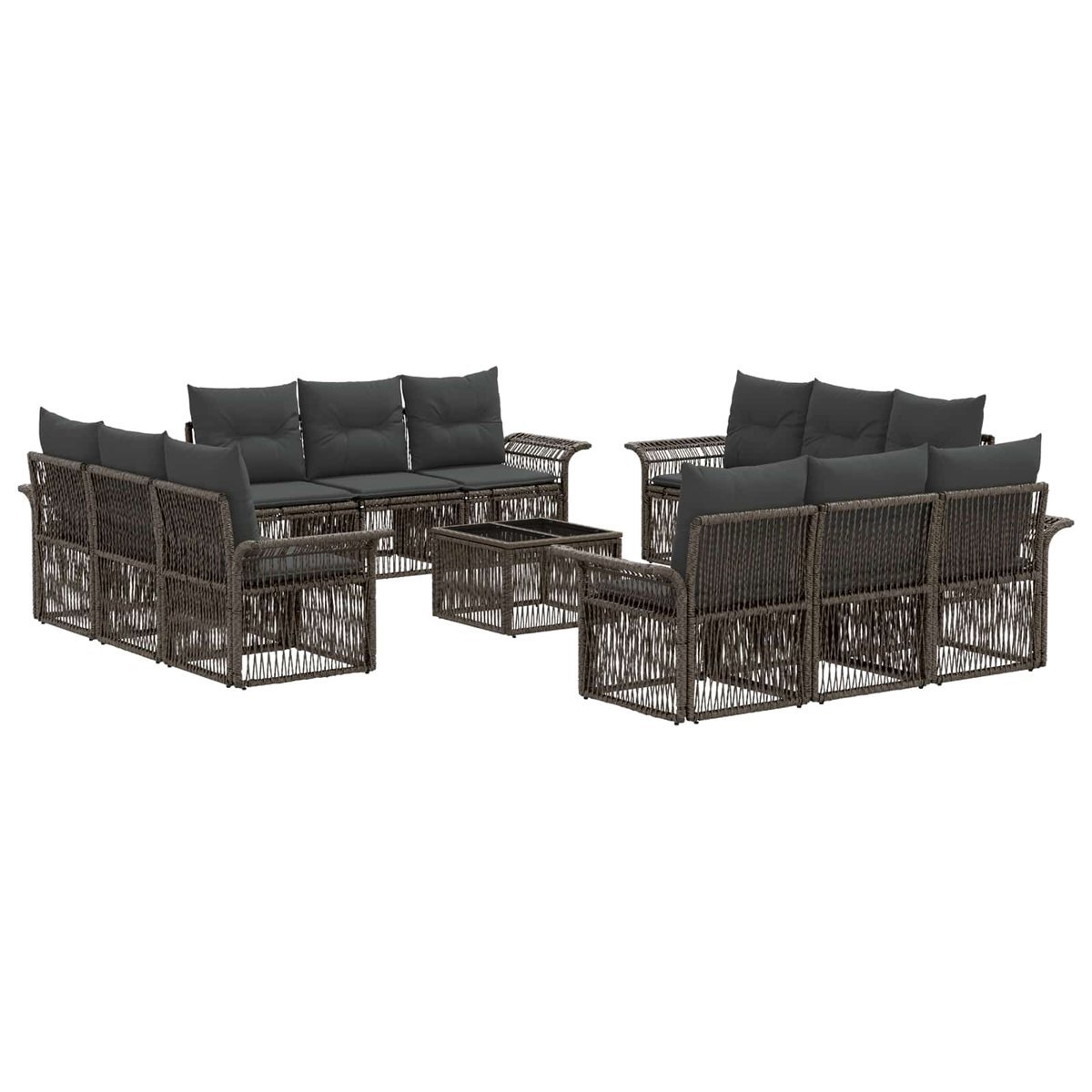 vidaXL Zestaw Sof na Ogród 13 pcs Szary polirattan