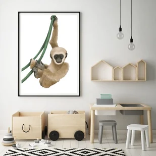 Plakat dla dzieci safari małpka - Wyposażenie pokoiku dziecięcego - miniaturka - grafika 1
