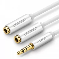 Kable - UGREEN AV123 Rozdzielacz audio AUX kabel jack 3,5 mm, 20cm (biały) - miniaturka - grafika 1