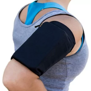 Elastyczny materiałowy armband opaska na ramię do biegania fitness M czarna - Etui i futerały do telefonów - miniaturka - grafika 1