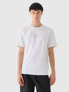 Męski t-shirt z nadrukiem Outhorn OTHWAW24TTSHM2435 - biały - Koszulki męskie - miniaturka - grafika 1