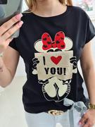 Koszulki i topy damskie - T-shirt Mickey Love Czarna - S/M - miniaturka - grafika 1