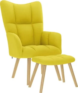 Fotel relaksacyjny z podnóżkiem Jasnożółta tkanina - Fotele - miniaturka - grafika 1