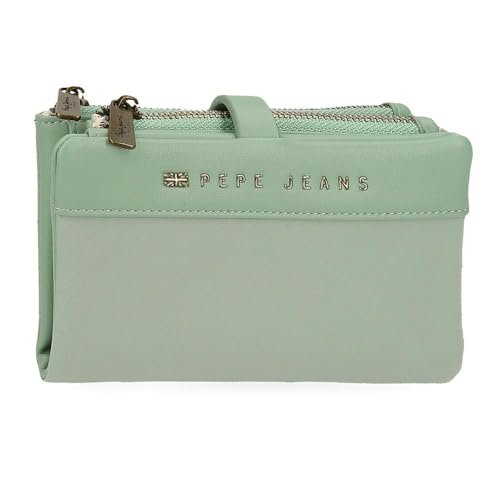 Pepe Jeans Morgan portfel z portmonetką, zielony, 14,5 x 9 x 2 cm, poliester, z detalami ze sztucznej skóry firmy Joumma Bags, zielony, Talla única, portfel z portfelem, zielony, Einheitsgröße,