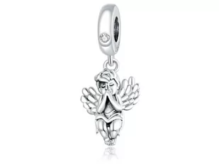 Pandora Valerio.pl Rodowany srebrny wiszący charms do przywieszka anioł angel cyrkonia srebro 925 ALBEADS0292RH ALBEADS0292RH - Charmsy - miniaturka - grafika 1