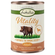 Mokra karma dla psów - 5 + 1 gratis! Lukullus Vitality, bezzbożowa mokra karma dla psa, 6 x 400 g - Odporność: Dziczyzna - miniaturka - grafika 1