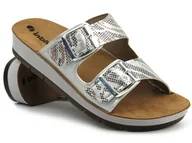 Klapki i japonki damskie - Klapki damskie z panterką - INBLU CP-45, srebrne - Inblu - miniaturka - grafika 1