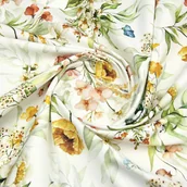 Obrusy i serwetki - Owalny obrus bawełniany plamoodporny z wzorem Kwiaty biały - miniaturka - grafika 1