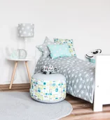 Koce i narzuty dla dzieci - Narzuta dwustronna miętowo-szara w gwiazdki 120 x 150 cm - miniaturka - grafika 1