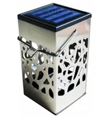 Latarki - POWERplus Ferret - solarna lampa LED z obudową ze stali nierdzewnej i efektem płomienia - miniaturka - grafika 1