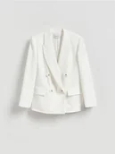 Marynarki i żakiety damskie - Reserved - Marynarka z wiskozą - biały - miniaturka - grafika 1