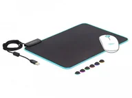 Podkładki pod mysz - Delock Delock Podkładka pod mysz RGB podświetlana czarna 350 x 260 mm + EKSPRESOWA 12554 - miniaturka - grafika 1