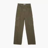 Spodnie damskie - Cropp - Jeansy straight z kieszeniami cargo - Zielony - miniaturka - grafika 1