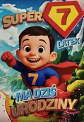 Kartki okolicznościowe i zaproszenia - Karnet Urodziny 7 chłopiec - Superbohater - artykuł papierniczy - miniaturka - grafika 1