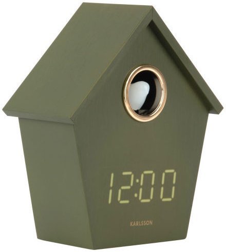 Karlsson Zegar budzik LED z kukułką i termometrem Karlsson KA6124GR .
