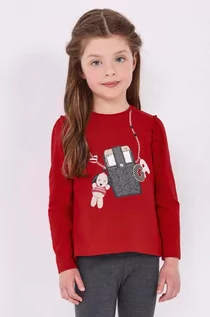 Bluzki dla dziewczynek - Mayoral longsleeve dziecięcy kolor czerwony - grafika 1