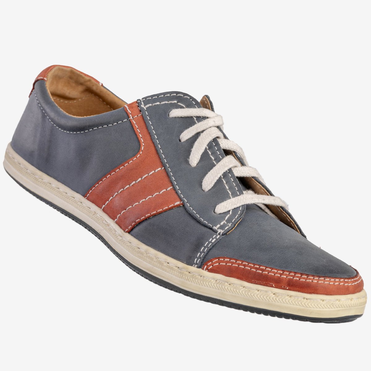 Półbuty Damskie Skórzane Sneakersy Klasyczne Granatowe OST 260 38 Granatowy