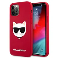 Etui i futerały do telefonów - Karl Lagerfeld Choupette Head Silicone - Etui iPhone 12 Pro Max czerwony - miniaturka - grafika 1