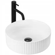 Umywalki - UMYWALKA NABLATOWA CERAMICZNA RYFLOWANA REA DELIA BIAŁA WHITE - miniaturka - grafika 1
