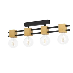 Lampa sufitowa LEVANTARA 4xE27 - czarny/brązowy - Oprawy, klosze i abażury - miniaturka - grafika 1