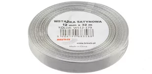 Brewis Wstążka dekoracyjna satynowa 12mm/32m srebrna 179 - Pasmanteria - miniaturka - grafika 1