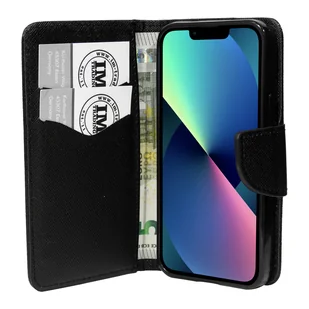 cofi1453® Etui "Fancy" kompatybilne z iPhone 13 Mini etui na telefon z funkcją podstawki i miejscem na karty, czarne - Etui i futerały do telefonów - miniaturka - grafika 1