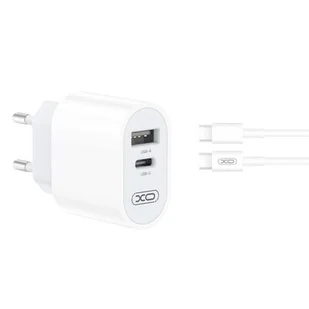 XO ładowarka sieciowa L97 1x USB 1x USB-C 2,4A biała + kabel USB-C - USB-C - Ładowarki do telefonów - miniaturka - grafika 1