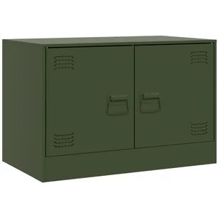 vidaXL Szafka pod telewizor oliwkowa zieleń 67x39x44 cm stal - Szafki RTV vidaXL Szafka pod telewizor oliwkowa zieleń 67x39x44 cm stal - Szafki RTV - miniaturka - grafika 1