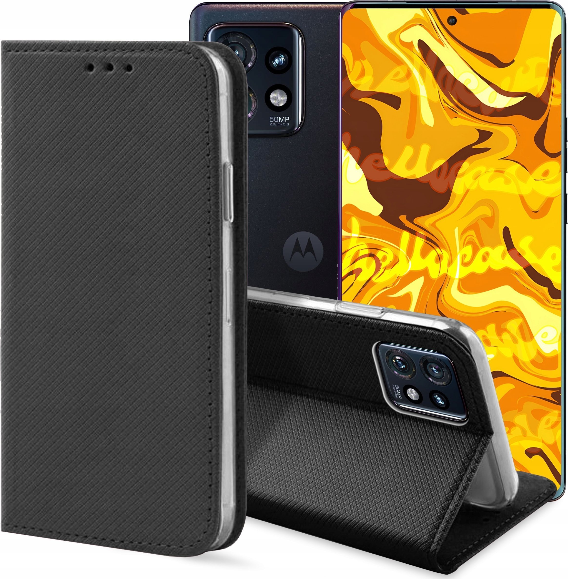 Hello Case ETUI Z KLAPKĄ DO MOTOROLA MOTO EDGE 40 PRO CZARNE ZAMYKANE MAGNETYCZNE FLIP