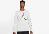 Koszulki męskie - Nike Air Jordan Sport Dna Long Sleeve Crew Tee White - miniaturka - grafika 1