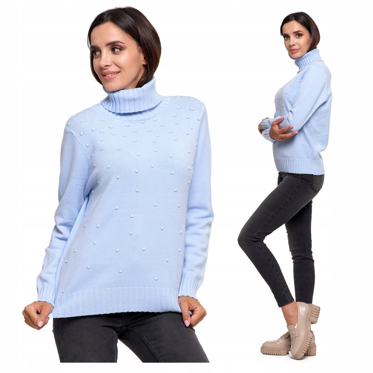 Sweter Golf Damski Ciepły Wiskozowy Elegancki Miły w Dotyku XXL MORAJ