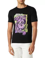 Koszulki męskie - Replay Męski T-shirt M6466, 098 Black, XXL, 098 BLACK, XXL - miniaturka - grafika 1