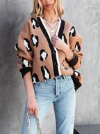 Swetry damskie - LA Angels Kardigan w kolorze beżowo-czarnym - miniaturka - grafika 1