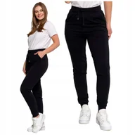 Spodnie damskie - SPODNIE DAMSKIE Gładkie z Kieszeniami Dresowe Rurki Bawełniane MORAJ - XL - miniaturka - grafika 1