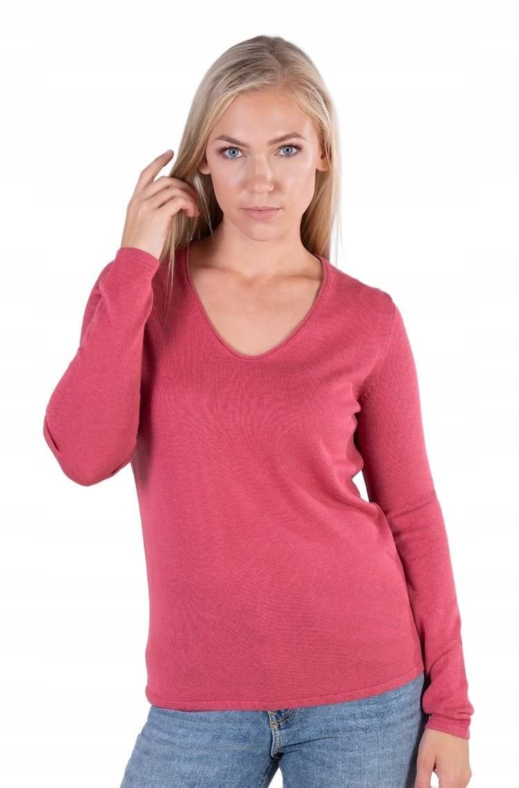 TOM TAILOR RÓŻOWY SWETER Z DEKOLTEM V I DŁUGIM RĘKAWEM XL JPA