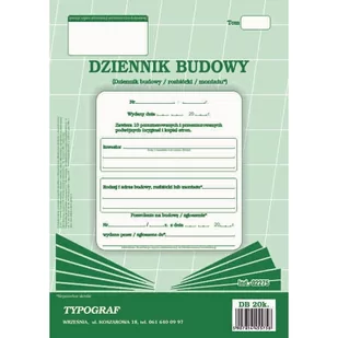 Typograf Druk Dziennik Budowy 20 kart 2128 TP148 - Druki akcydensowe - miniaturka - grafika 2