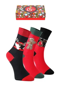 CREA SOCKS | skarpetki świąteczne, 3 pary, CIASTECZKO & RENIFERKI w pudełku prezentowym, 41/46 - Skarpetki męskie - miniaturka - grafika 1