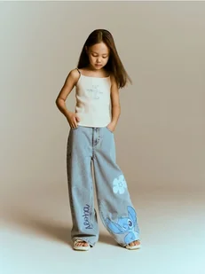 Reserved - Jeansy super wide leg Lilo i Stitch - niebieski - Spodnie i spodenki dla dziewczynek - miniaturka - grafika 1