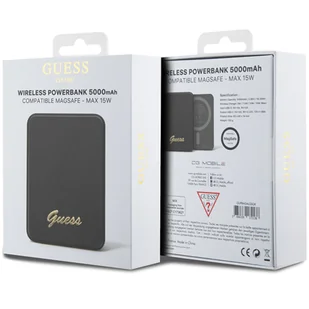 Guess Powerbank indukcyjny 15W GUPBM5ALGSGK 5000mAh czarny/black MagSafe Metal Script Logo - Powerbanki - miniaturka - grafika 9