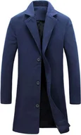Płaszcze męskie - Płaszcz męski wełniany długi slim fit płaszcz zimowy trencz biznesowy płaszcz męski casual płaszcz męski stójka płaszcz przejściowy wygodny płaszcz męski, granatowy - miniaturka - grafika 1