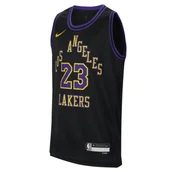 Swetry męskie - Koszulka dla dużych dzieci Nike Dri-FIT NBA Swingman LeBron James Los Angeles Lakers City Edition 2023/24 - Czerń - miniaturka - grafika 1