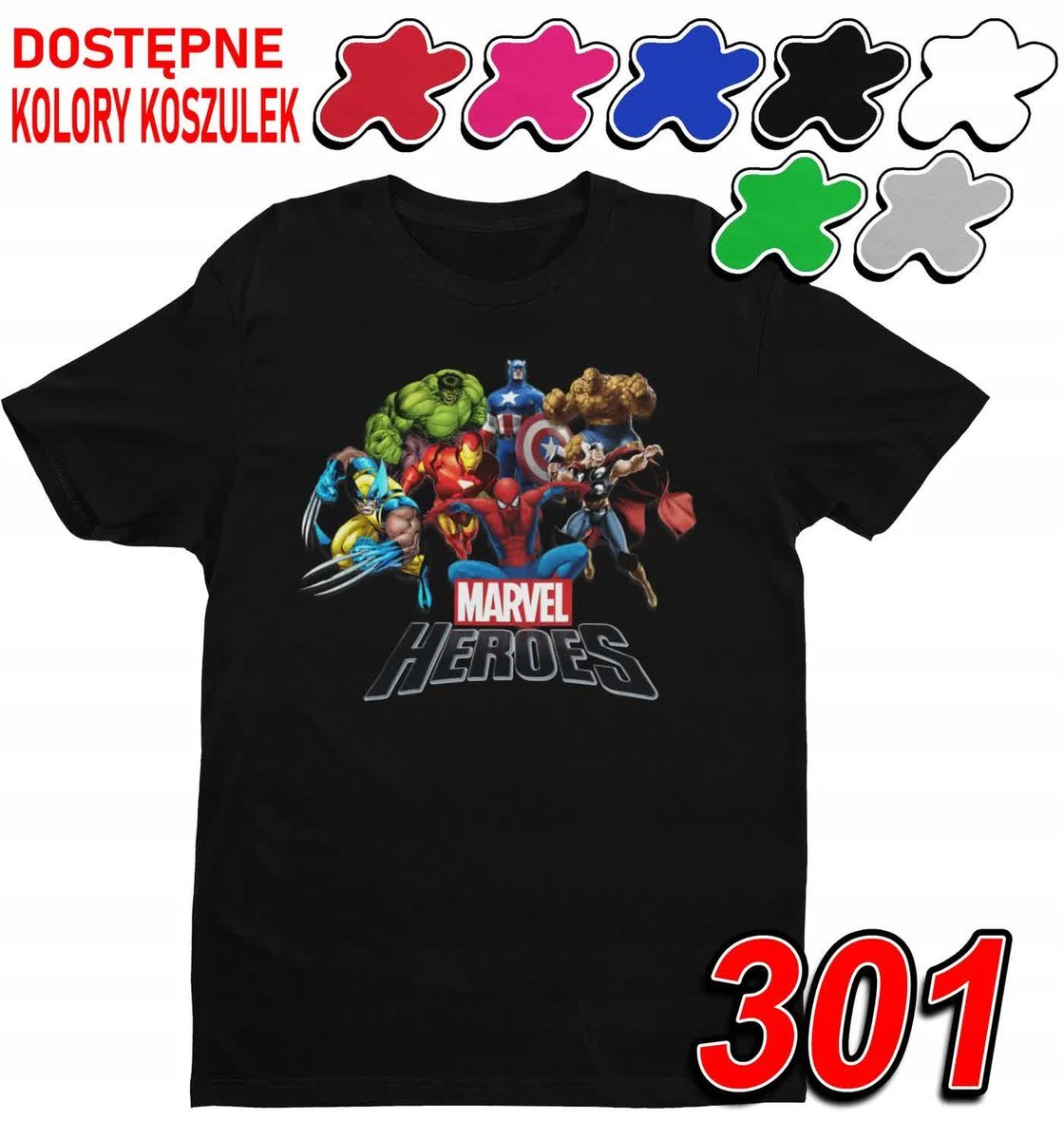 Dziecięca Koszulka Z Nadrukiem Avengers Postacie Marvel- L 146-152