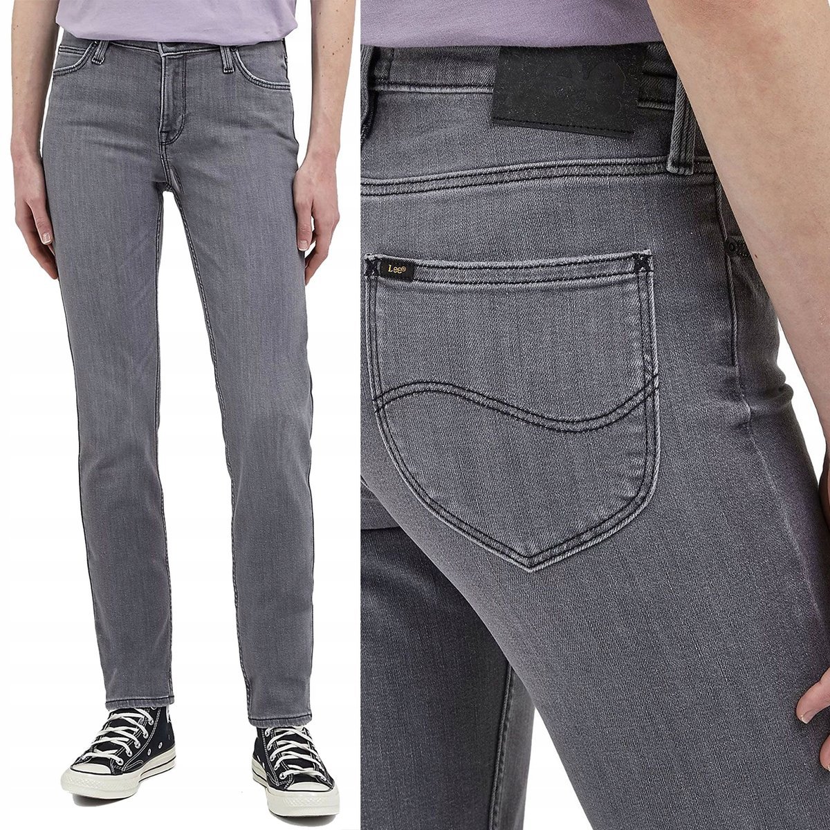 Lee ELLY SLIM Regal Grey PROSTE DOPASOWANE SZARY DżINS W31 L31