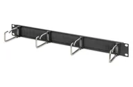 Akcesoria do komputerów stacjonarnych - Digitus Organizator kablowy ze szczotką 19" 1U, 4x uchwyty stalowe, 40x75 mm, czarny - miniaturka - grafika 1