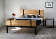 Łóżka - Łóżko drewniane z ramą metalową "Akira" z dwoma szczytami - miniaturka - grafika 1