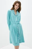 Szlafroki damskie - Damski szlafrok na guziki NICOLE L Turkusowy - miniaturka - grafika 1